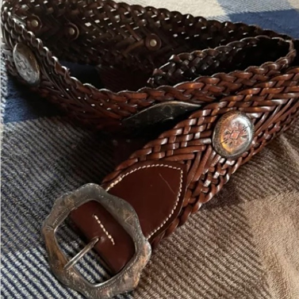SAKS FIFTH AVE Vintage Western Leather Belt-Italy-L